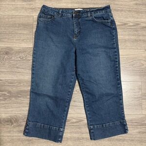 George & Martha Womens Medium Wash Stretch Denim Capri Jeans Size 12 High‎ Rise